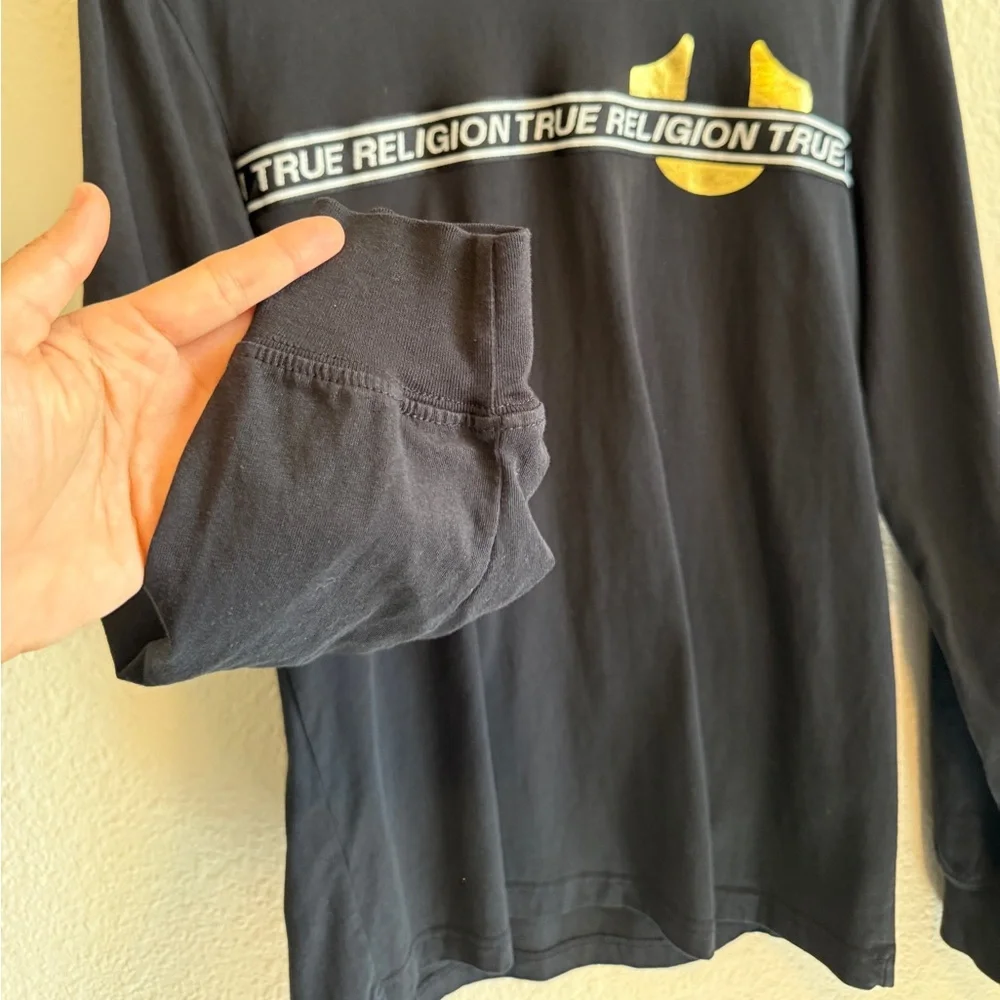 True Religion Black Long Sleeve Shirt-Size M